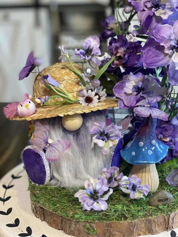 Purple Flower Garden Gnome